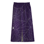 Purple Spider Web Pattern Print Cotton Front Slit Maxi Skirt