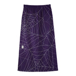Purple Spider Web Pattern Print Cotton Front Slit Maxi Skirt