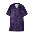 Purple Spider Web Pattern Print Cotton Hawaiian Shirt