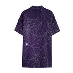 Purple Spider Web Pattern Print Cotton Hawaiian Shirt