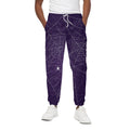 Purple Spider Web Pattern Print Cotton Sweatpants