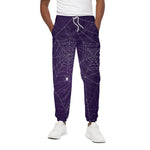 Purple Spider Web Pattern Print Cotton Pants