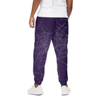 Purple Spider Web Pattern Print Cotton Pants