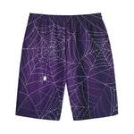 Purple Spider Web Pattern Print Cotton Shorts