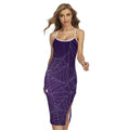 Purple Spider Web Pattern Print Cross Back Cami Dress