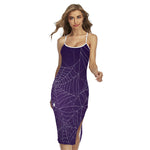 Purple Spider Web Pattern Print Cross Back Cami Dress