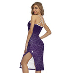 Purple Spider Web Pattern Print Cross Back Cami Dress