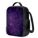 Purple Spider Web Pattern Print Crossbody Lunch Bag