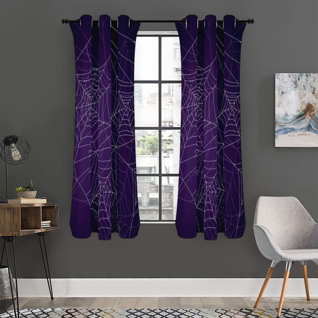 Purple Spider Web Pattern Print Curtain