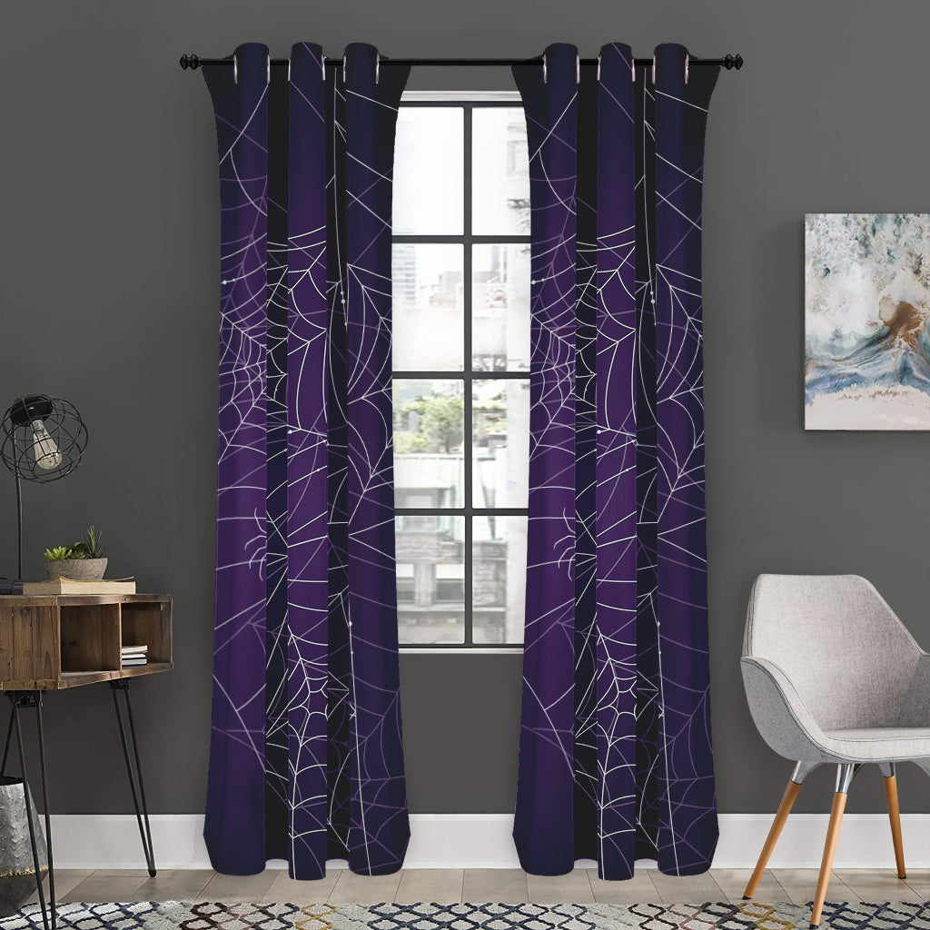 Purple Spider Web Pattern Print Curtain