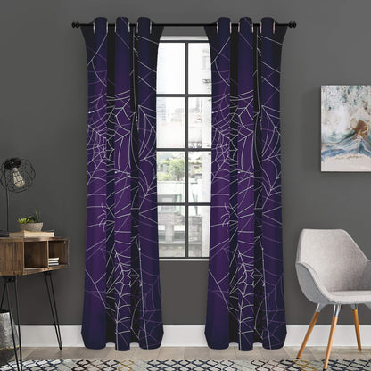 Purple Spider Web Pattern Print Curtain