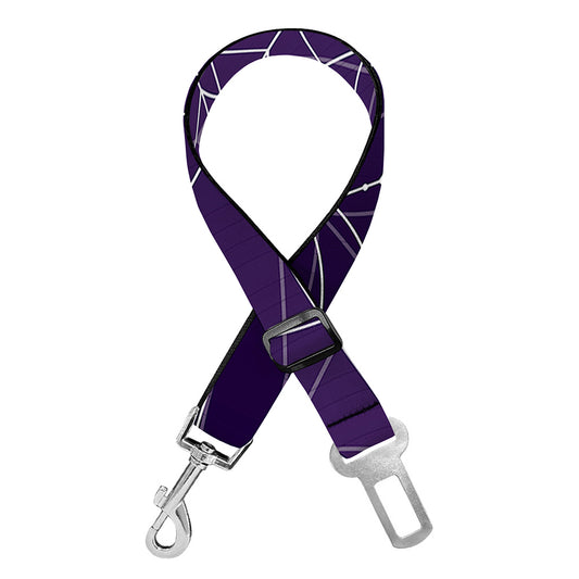 Purple Spider Web Pattern Print Dog Seat Belt