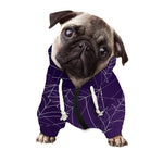 Purple Spider Web Pattern Print Dog Zip Up Hoodie