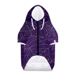 Purple Spider Web Pattern Print Dog Zip Up Hoodie