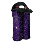 Purple Spider Web Pattern Print Double Neoprene Wine Tote
