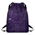 Purple Spider Web Pattern Print Drawstring Backpack