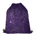 Purple Spider Web Pattern Print Drawstring Bag