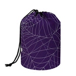 Purple Spider Web Pattern Print Drawstring Makeup Bag
