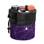 Purple Spider Web Pattern Print Drawstring Makeup Bag