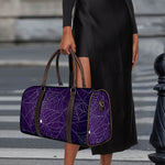 Purple Spider Web Pattern Print Duffle Bag