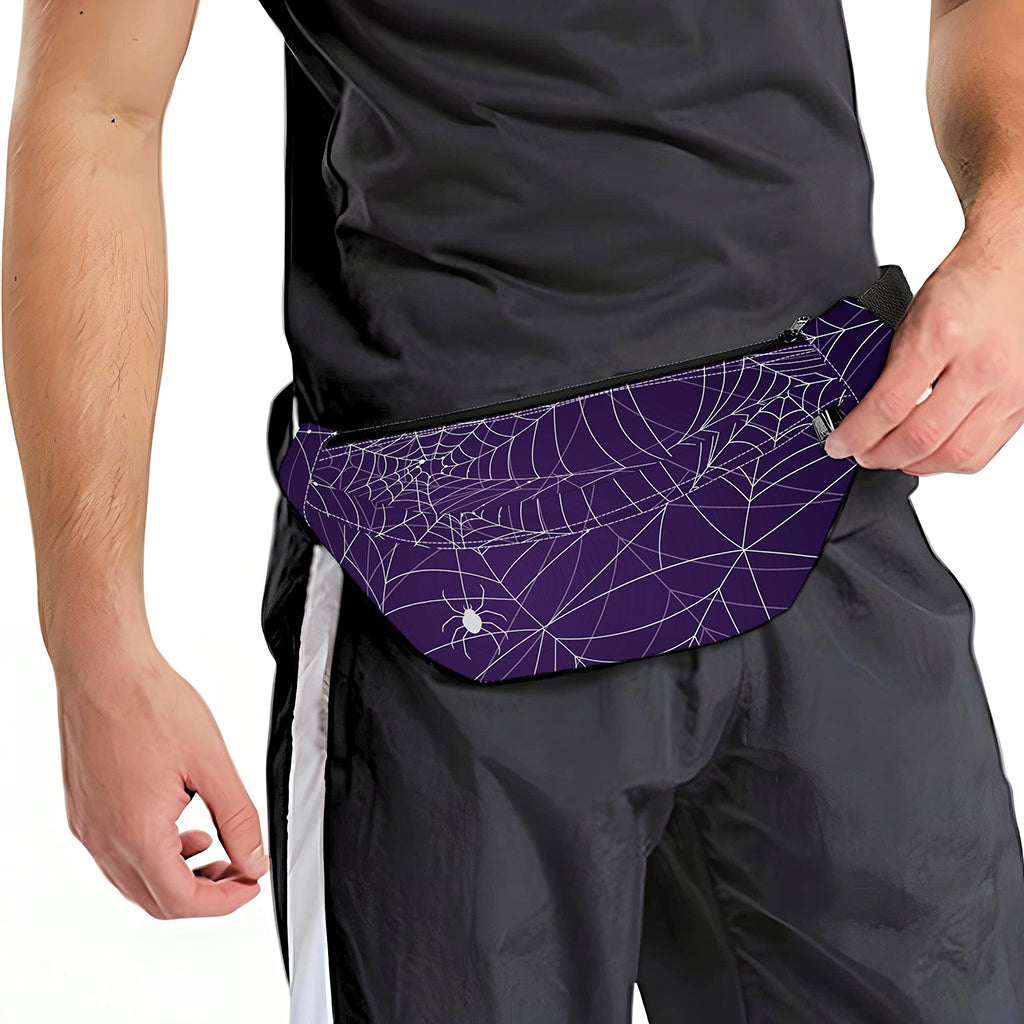 Purple Spider Web Pattern Print Fanny Pack