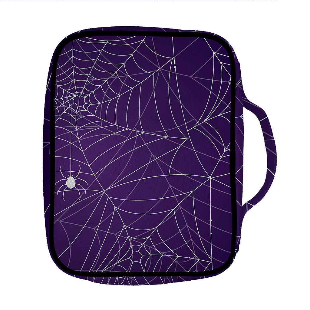 Purple Spider Web Pattern Print Front Pocket Bible Bag