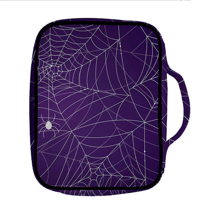 Purple Spider Web Pattern Print Front Pocket Bible Bag