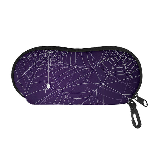 Purple Spider Web Pattern Print Glasses Case