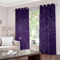 Purple Spider Web Pattern Print Grommet Curtains