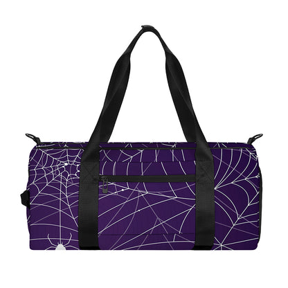 Purple Spider Web Pattern Print Gym Bag