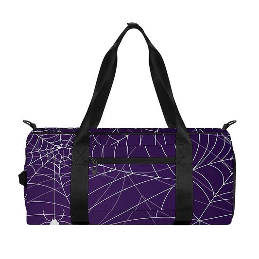 Purple Spider Web Pattern Print Gym Bag