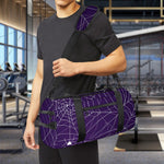 Purple Spider Web Pattern Print Gym Bag