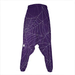 Purple Spider Web Pattern Print Hammer Pants