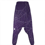 Purple Spider Web Pattern Print Hammer Pants