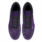 Purple Spider Web Pattern Print High Top Leather Sneakers