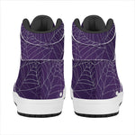 Purple Spider Web Pattern Print High Top Leather Sneakers