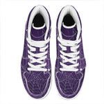 Purple Spider Web Pattern Print High Top Leather Sneakers