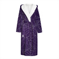 Purple Spider Web Pattern Print Hooded Bathrobe