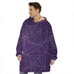 Purple Spider Web Pattern Print Hoodie Blanket