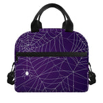 Purple Spider Web Pattern Print Insulated Lunch Bag