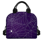 Purple Spider Web Pattern Print Insulated Lunch Bag