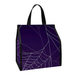 Purple Spider Web Pattern Print Insulated Lunch Tote