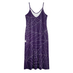 Purple Spider Web Pattern Print Jersey Midi Cami Dress