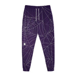 Purple Spider Web Pattern Print Jogger Pants