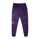 Purple Spider Web Pattern Print Jogger Pants