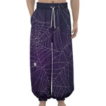 Purple Spider Web Pattern Print Lantern Pants