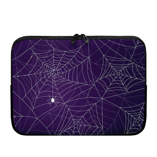 Purple Spider Web Pattern Print Laptop Sleeve