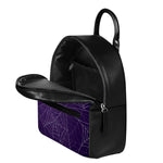 Purple Spider Web Pattern Print Leather Backpack