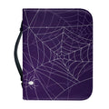 Purple Spider Web Pattern Print Leather Bible Cover
