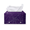 Purple Spider Web Pattern Print Leather Tissue Box Cover